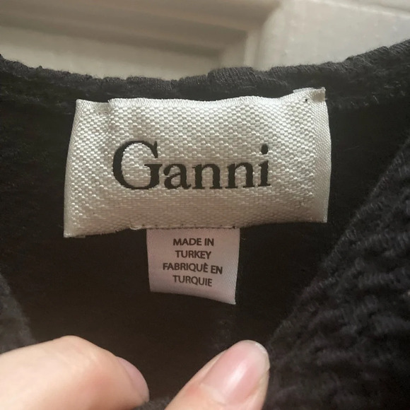 Ganni black waffle knit peplum tank top size S - Picture 3 of 3